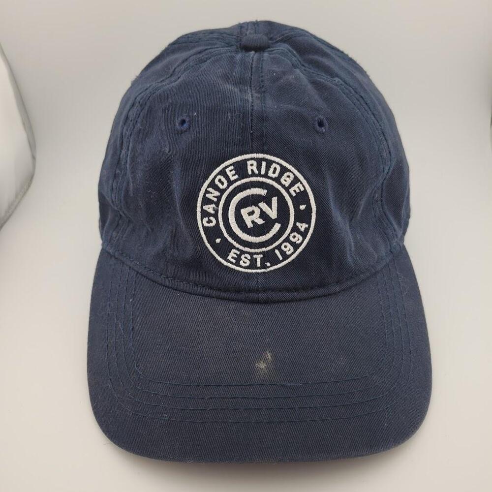Canoe Ridge Hat Cap Strap Back Navy Blue Embroidered Patch RV Est 1994 Mens